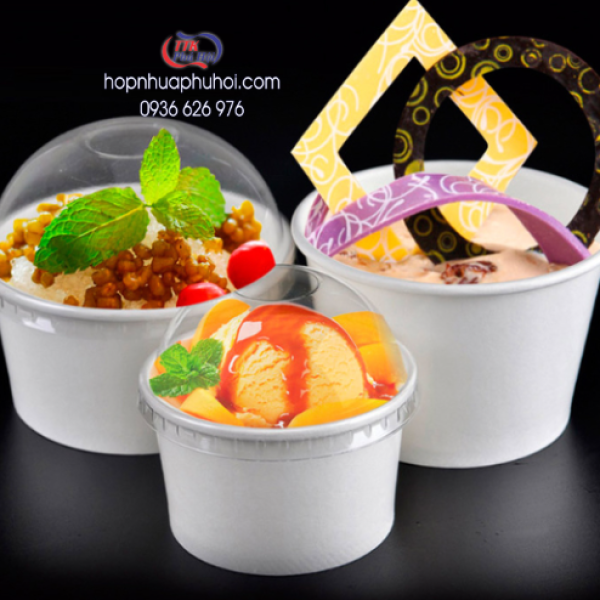 Ly giấy trắng đựng kem cao cấp, giá rẻ